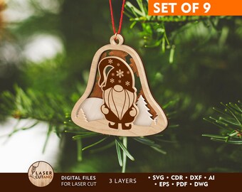 GMOMES Ornaments Christmas Laser Cut File Dxf and Ornaments Laser Svg File Christmas Ornament & Laser Cut Christmas Decor Glowforge | #492