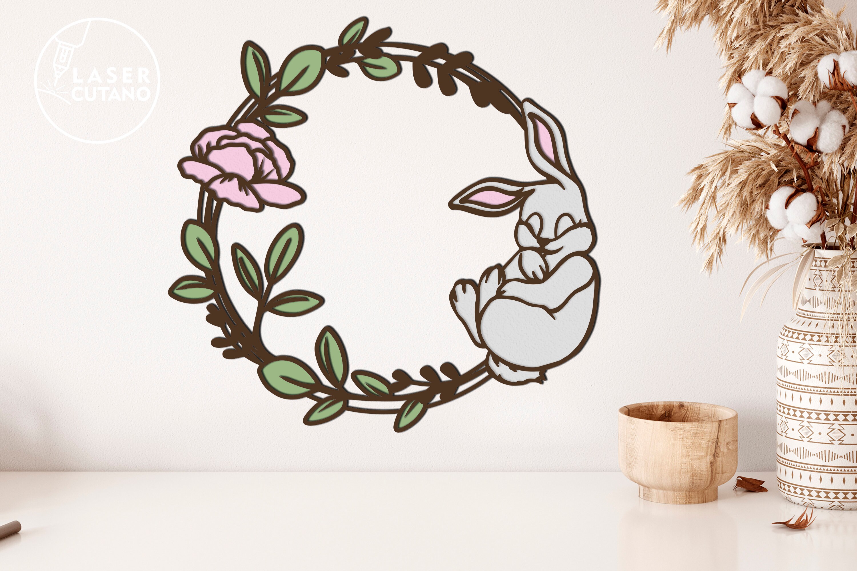 WREATH EASTER Bunny Svg Files for Cricut Easter Laser File and Easter ...