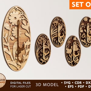 Gancio a muro per guardaroba File tagliato al laser Appendiabiti e appendiabiti Dxf, File di taglio Glowforge per ganci Dxf e appendiabiti Svg, ganci appendiabiti laser / #427