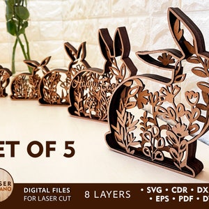 EASTER Laser Cut Files Svg Dxf Template, EASTER RABBITS Svg Cutting File, easter layered svg bundle, easter cricut svg for glowforge | #285