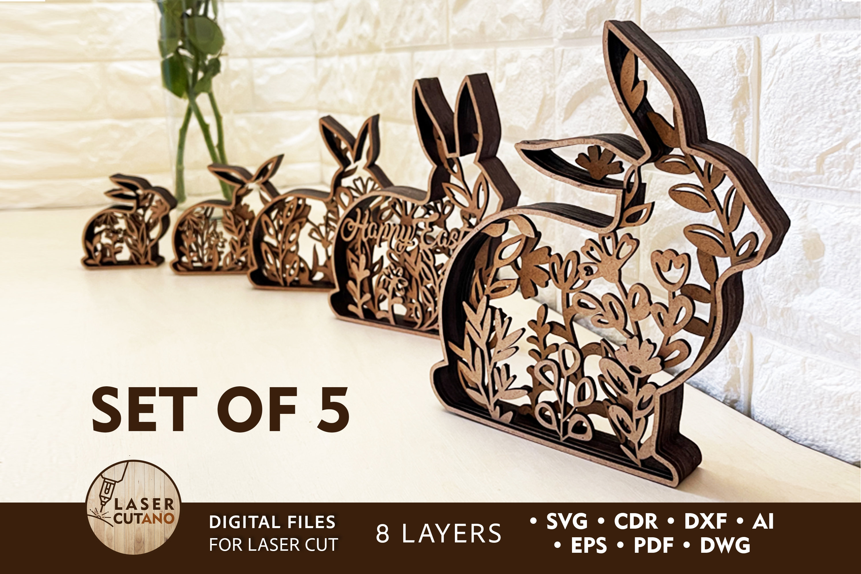 EASTER Laser Cut Files Svg Dxf Template EASTER RABBITS Svg | Etsy España