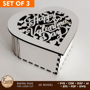 Valentine&#39;s Day Box Laser Cut File Svg Template and Valentines Day Laser Cut, Wedding Laser Cutting File & Wooden Laser Cut Valentine | #553
