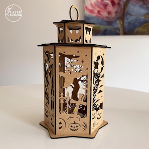 Halloween lantern laser cut SVG and DXF files for gothic home decoration