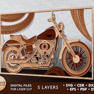 Laser Svg Motorbike Laser Cut Files Motorcycle Laser File and Biker Svg Files, 3D Decor Moto Layer Art for Glowforge & 3D Decoration | #441