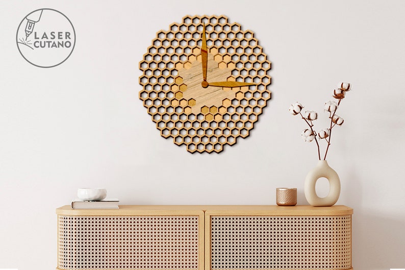Wall Clock Laser Cut File Pdf Svg Cnc File and Clock Glowforge File, Watch Laser File & Clock Svg for Laser, Clock Dxf File Wall Art