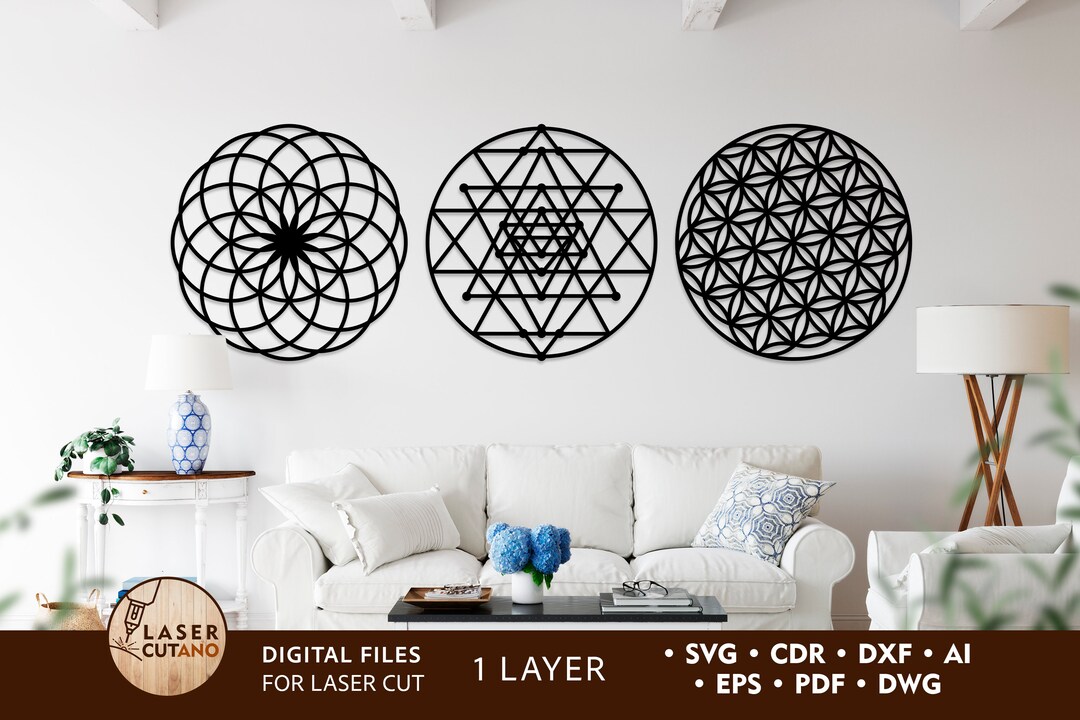 Sacred Geometry Wall Art Laser Cut Files Wooden Laser Cut and Metal ...