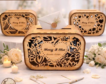 Wedding Letter Box Laser Cut File | Wedding Card Box SVG | Wedding Money Box Glowforge File | Boho Wedding Decor Laser Design | #713