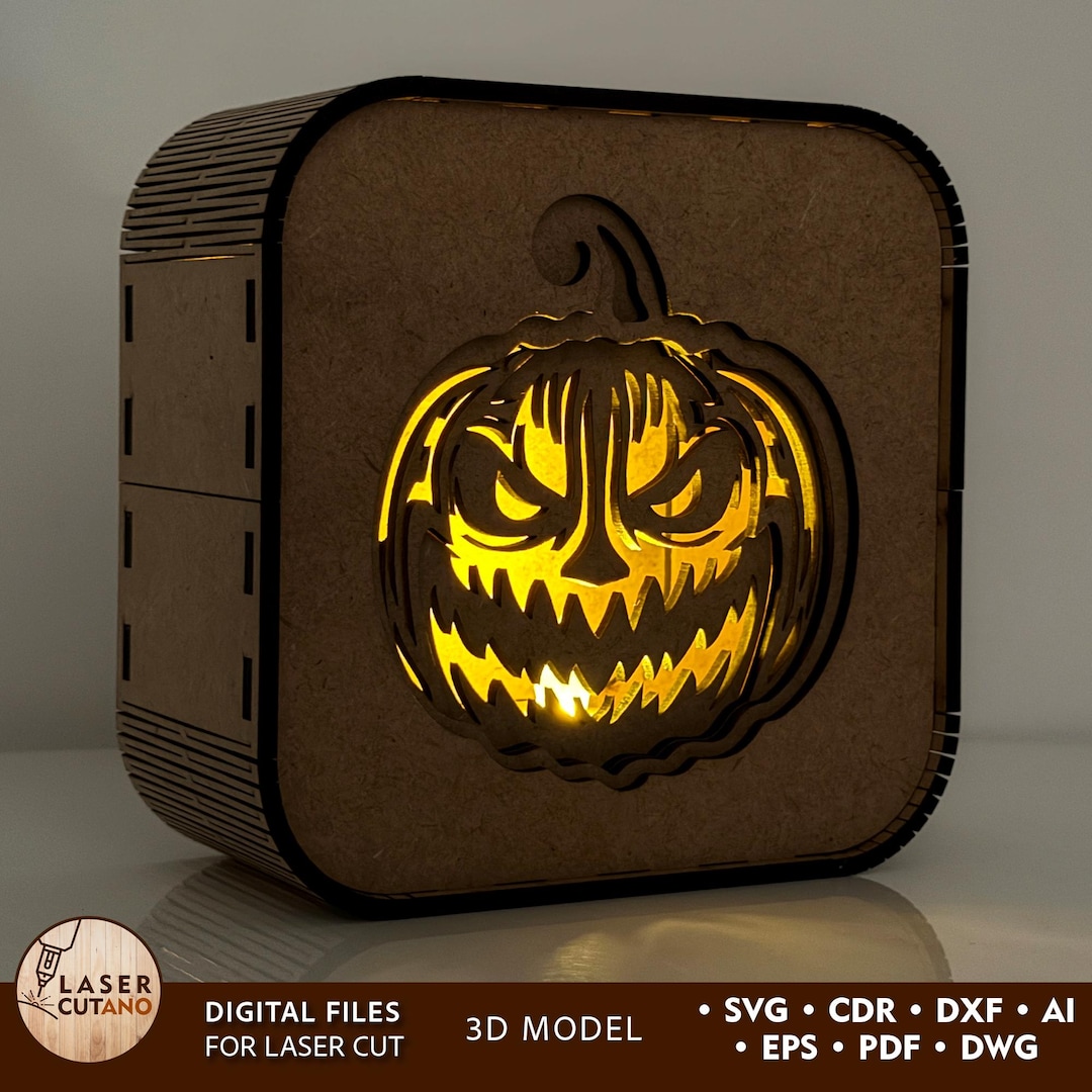 Pumpkin Halloween Shadow Box Svg Lantern and Halloween Lamp Svg, Laser ...