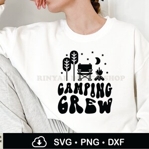 Retro Camping Crew Svg, Happy Camper Svg, Camping Shirt Sublimation Png, Vacation svg, Camper Svg, Campfire Svg, Wavy Svg, Cricut Files, Dxf