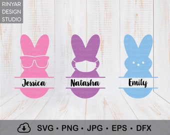 Peeps Nom Frame SVG, Cute Peeps Svg, Easter SVG, Bunny SVG, Peeps split svg, Peeps Svg, Peeps Name Frame Cut File, Tag nom de Pâques