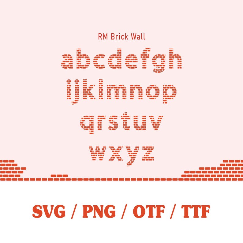 Brick Wall Font, Bricks Pattern Font, Brick Text Svg, Easy to Create ...