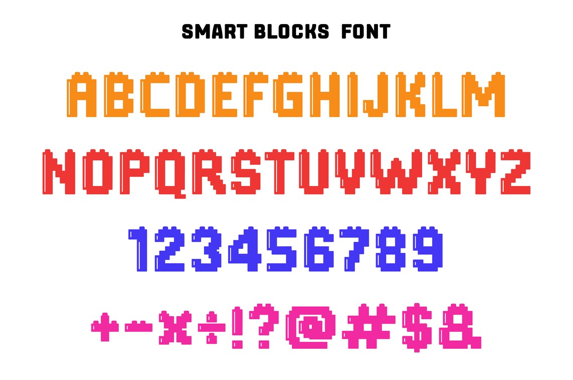 Smart Block Writing Smart Blocks Font, Brick Font, Master Builder Font, Game Puzzle Font ...