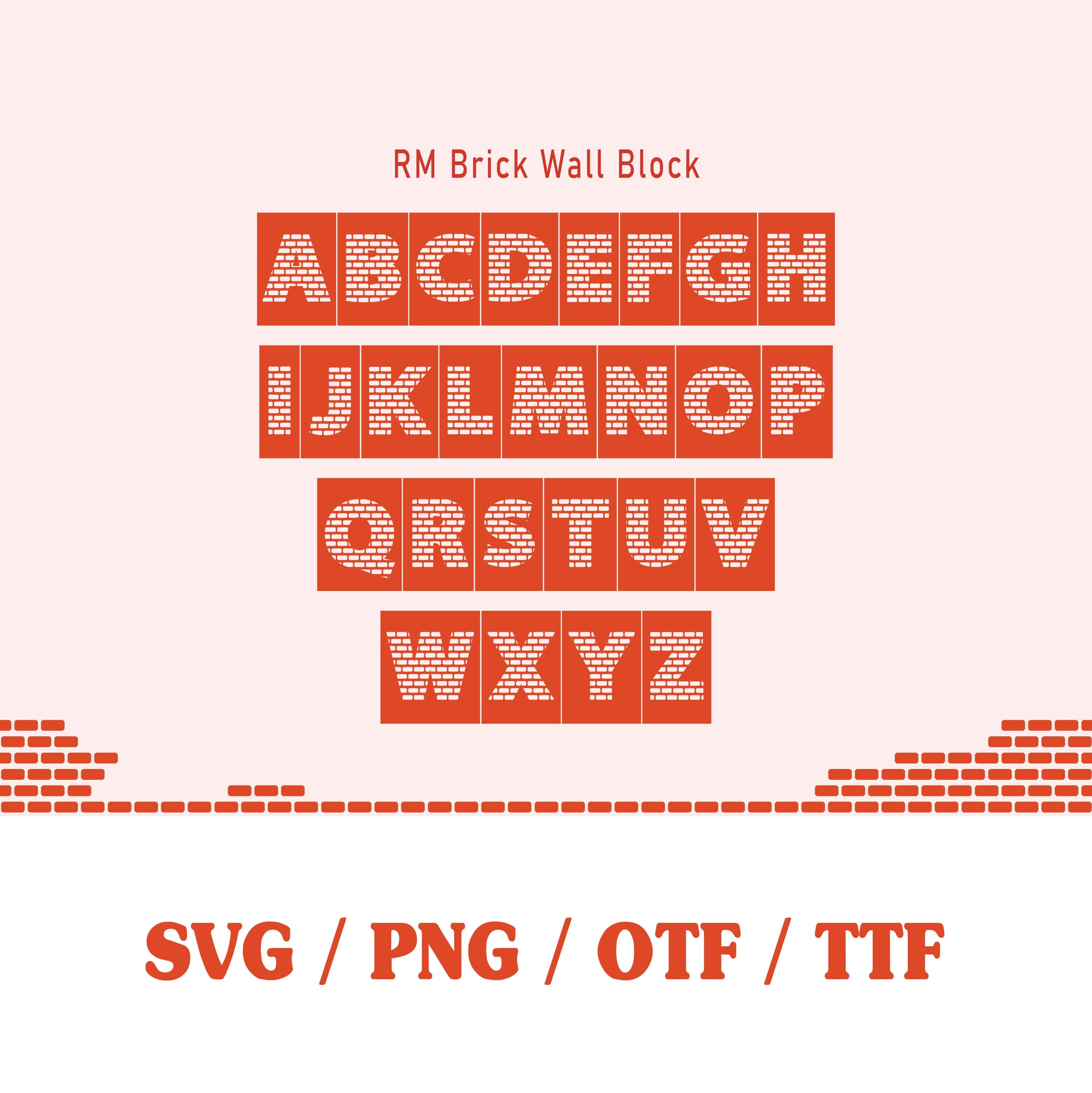 Brick Wall Font, Bricks Pattern Font, Brick Text Svg, Easy to Create ...