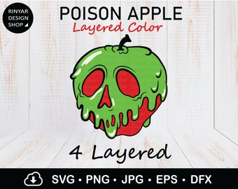 Layered Poison Apple Svg, Easy to customize 4 Layer Poison Apple Svg, Halloween Poison Apple Svg, File for Cricut, Instant Download Files