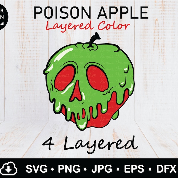 Layered Poison Apple Svg, Easy to customize 4 Layer Poison Apple Svg, Halloween Poison Apple Svg, File for Cricut, Instant Download Files