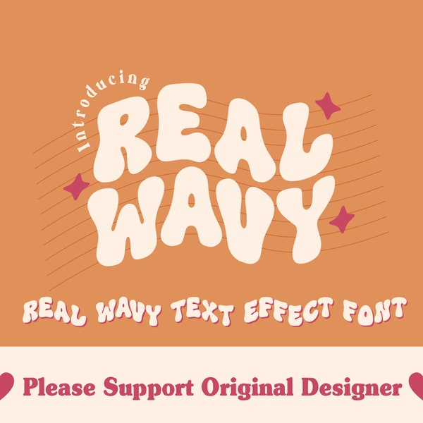 Real Wavy Retro Font, Wavy Font, Wavy Text Svg, Easy To Create Custom Trendy Curved Text Shirt Design, Png, Svg, Cricut Sillhoutte Support