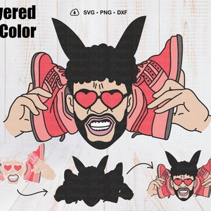Layered SVG Bad Bunny Svg, Bad Bunny Christmas Svg, Bad Bunny Cut Files, Bad Bunny Clipart,  Instant Download, Svg Digital File, Png, Dxf