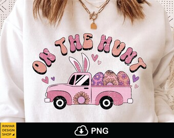 On The Hunt Png, Happy Easter Pickup Egg Sublimation Shirt Design, Groovy Truck Png, Kids Funny Easter Day Png Transfer, Retro Easter Squad