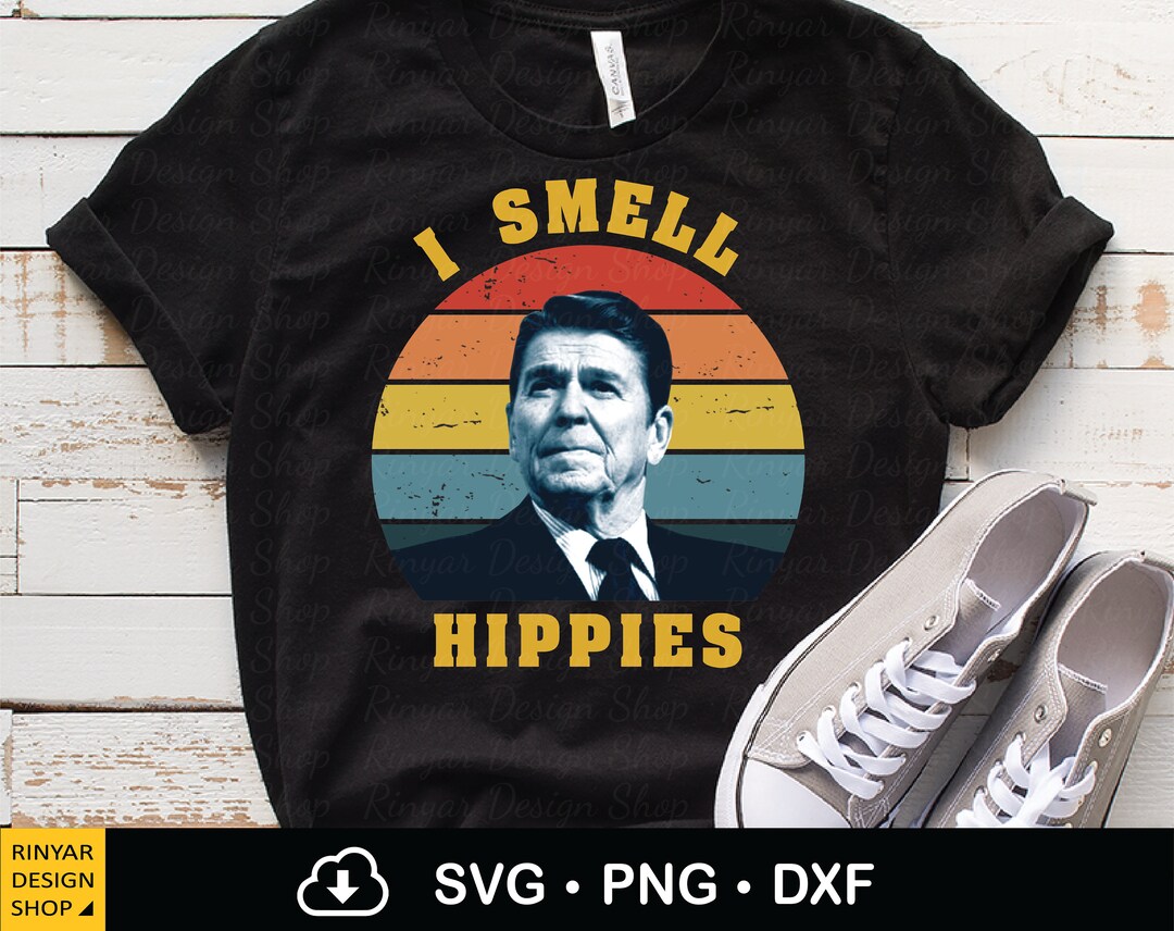 I Smell Hippies Sublimation Png Shirt Design, Funny Ronald Reagan