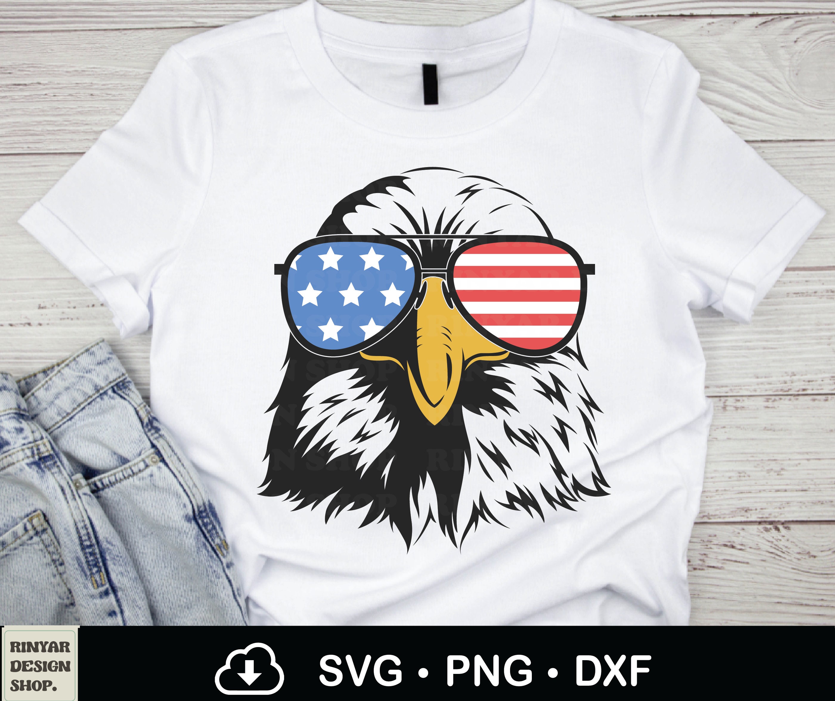 Patriotic Eagle With Sunglasses Svg, Bald Eagle With US Flag Aviator ...
