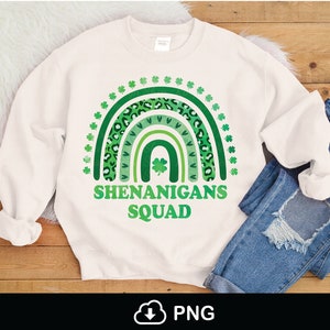 Shenanigans Squad Rainbow 4 Clover Leaf Leopard Png, Shenanigans Png,  Pinch Proof Png, Lucky Vibes, Lucky Mom Png, Sublimation Shirt Png