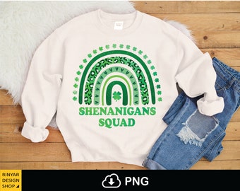 Shenanigans Squad Rainbow 4 Clover Leaf Leopard Png, Shenanigans Png, Pinch Proof Png, Lucky Vibes, Lucky Mom Png, Sublimation Shirt Png