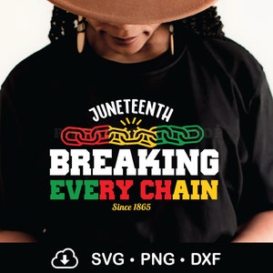 Juneteenth Breaking Every Chain Since 1865 Svg, Black History Shirt Design Png Sublimation, Black woman Gifts Svg, Cut files for Circut