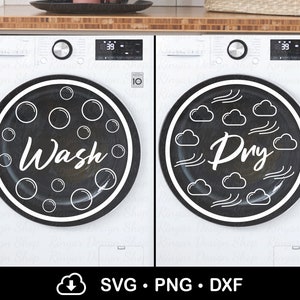 Wash Dry SVG, cut File, Laundry room, washing matchine, washer dryer bundle, decor print, instant file, printable sign, minimal, png, jpg