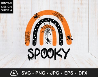 Rainbow Spooky Svg, Halloween Rainbow Svg, Trick Or Treat, Rainbow Spider Svg, Halloween Shirt Svg, Fall Rainbow, Halloween Cricut Files