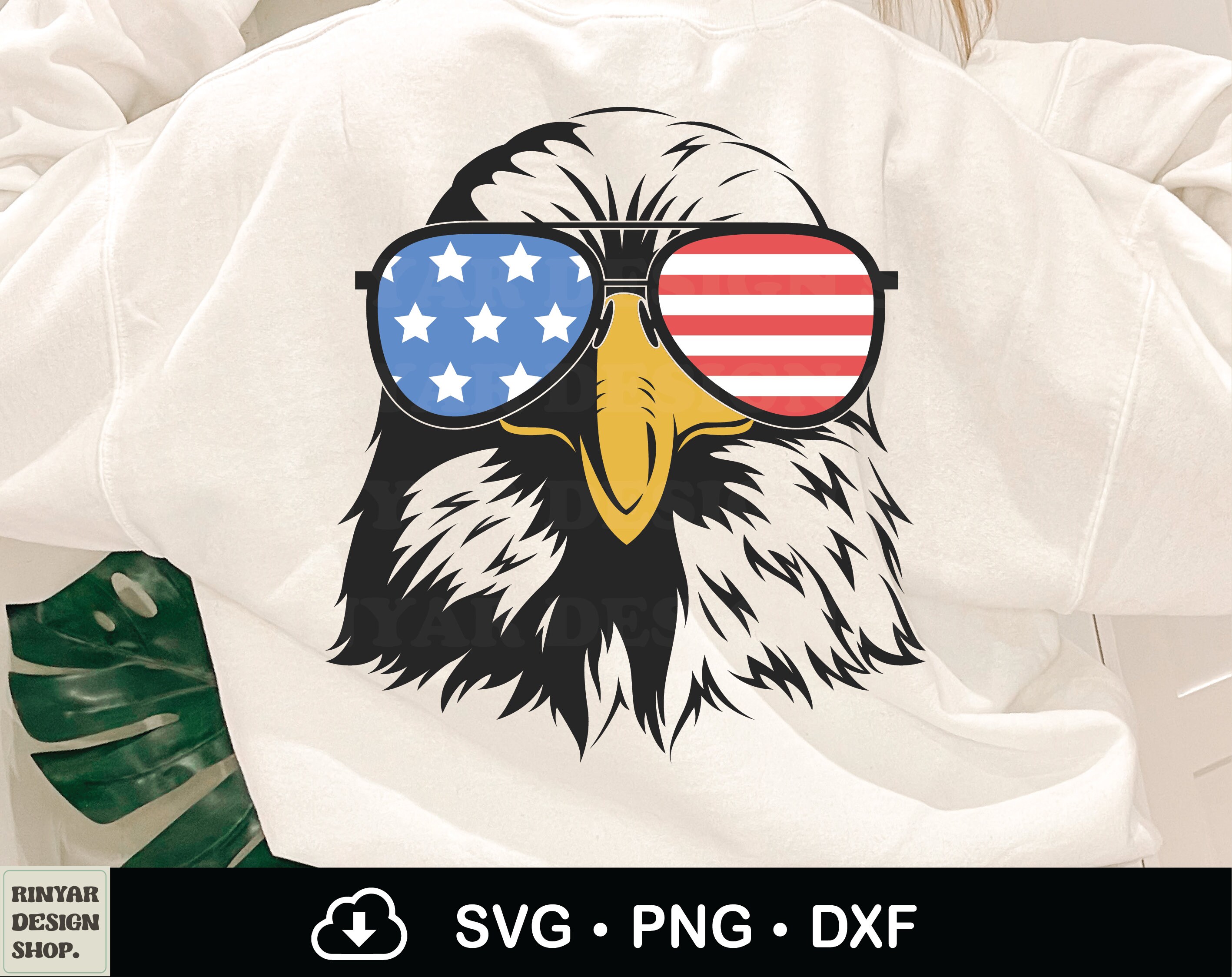 Patriotic Eagle With Sunglasses Svg, Bald Eagle With US Flag Aviator ...