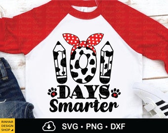 101 Days Smarter Girl Svg, 100th Day Smarter Svg, Teacher Svg, Dalmatian Lover, Back to School Svg, Instant Download, Cricut Files, Png, Dxf