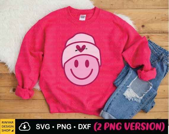 Svg for Cricut Bundle 2 Design Valentine's Day Smiley Face Png Retro Smiley Face Png Dxf Valentine's Day Sublimation Digital Download