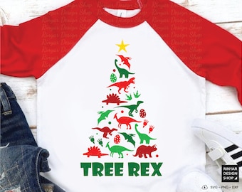Tree Rex Svg, Christmas Saurus rex Svg, Christmas Dinosaur Svg, Funny Xmas Svg, Kids Christmas Shirt Svg Design, File For Cricut, Silhouette