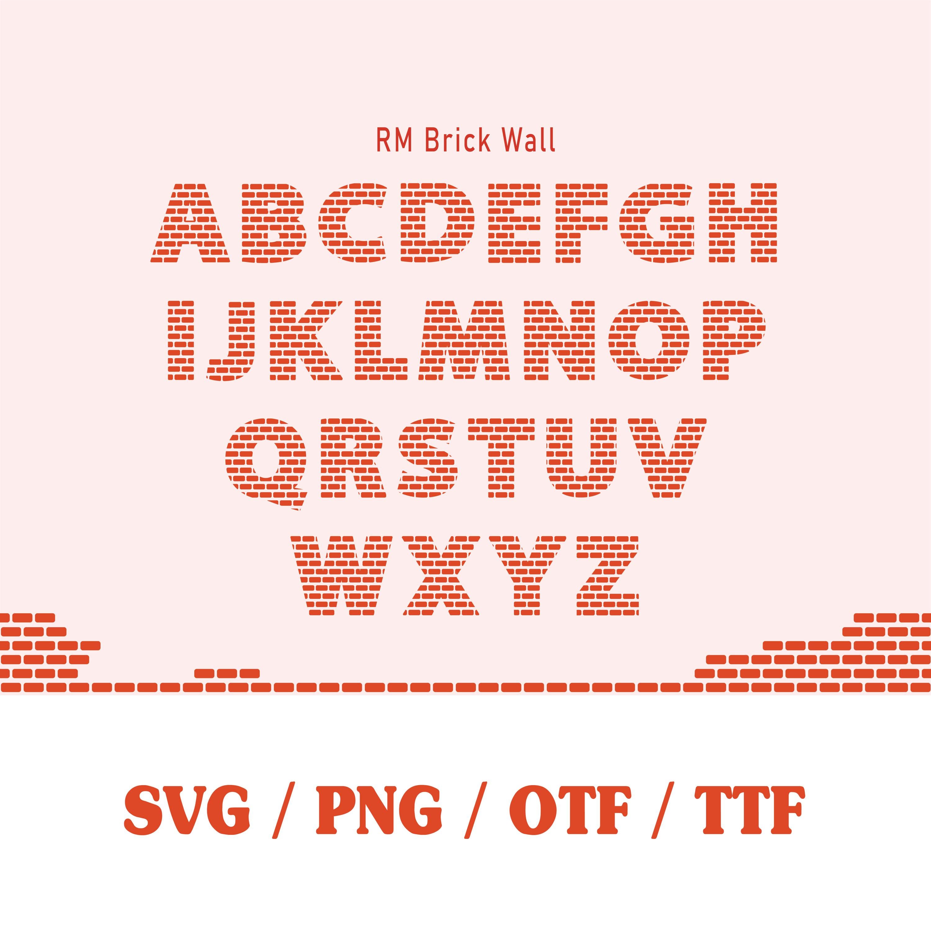 Brick Wall Font, Bricks Pattern Font, Brick Text Svg, Easy to Create ...
