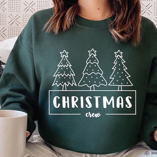 Christmas Crew Svg, Christmas Shirt Design, Christmas Tree svg, Christmas gift idea, Xmas Vibes svg, Png Dxf, Svg File for Cricut