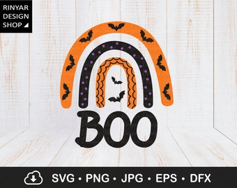 Rainbow Boo Svg, Boo SVG, Halloween Rainbow Svg, Trick Or Treat, Rainbow Bat Svg, Halloween Shirt Svg, Fall Rainbow, Halloween Cricut Files