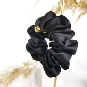 100% Silk Scrunchies In Black | Pure Silk | Available In 3 Sizes | Smooth Hair Scrunchies | Luxury Hair Accessories