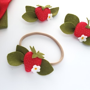 Strawberry Hair Clip or Headband | Handmade Hair Accessory | Hair Ties Bobbles | Toddler Hair Clip | Summer Hair Bow