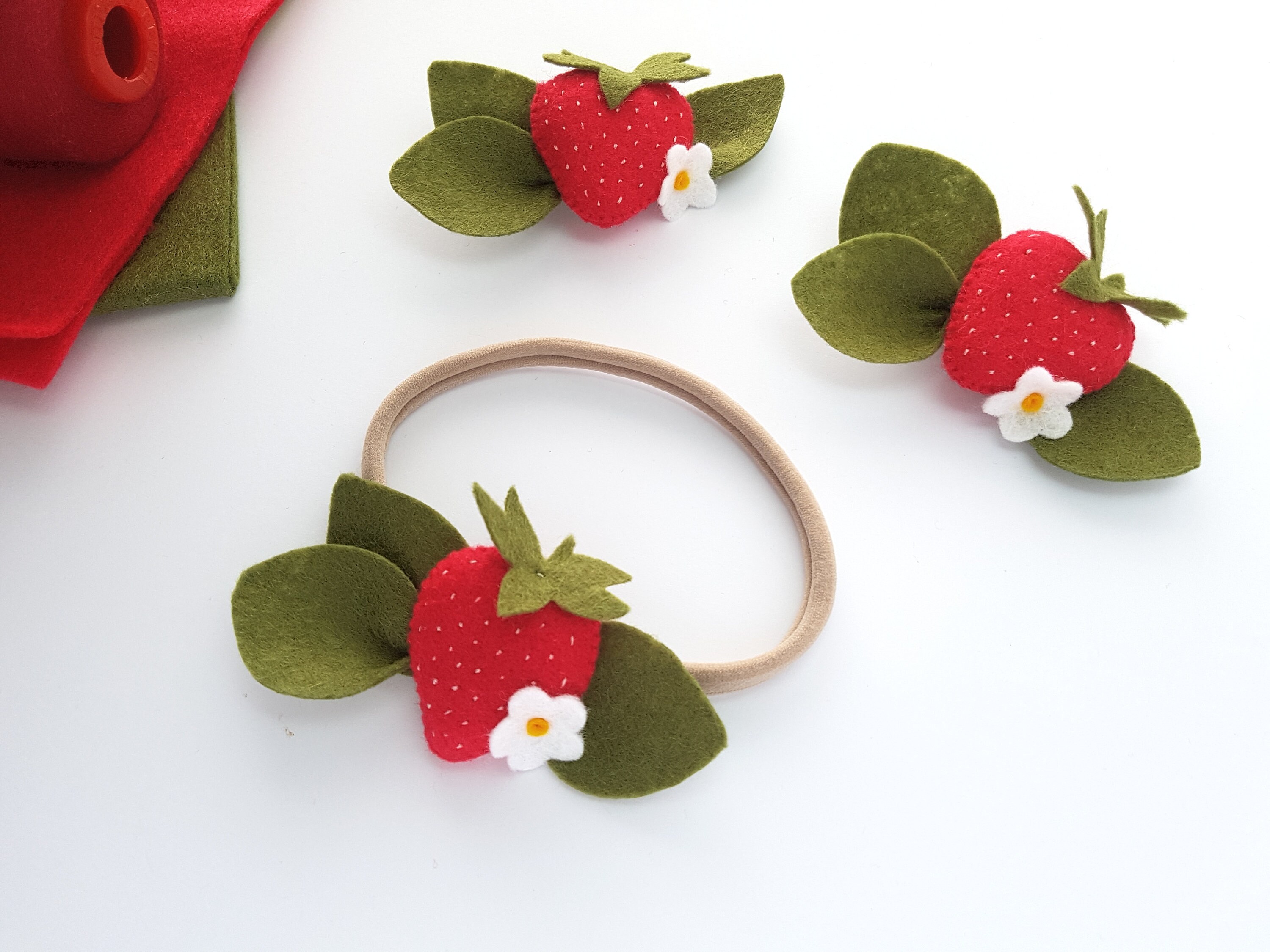 Red Strawberry handmade Twizzler shaped Hair Ties 