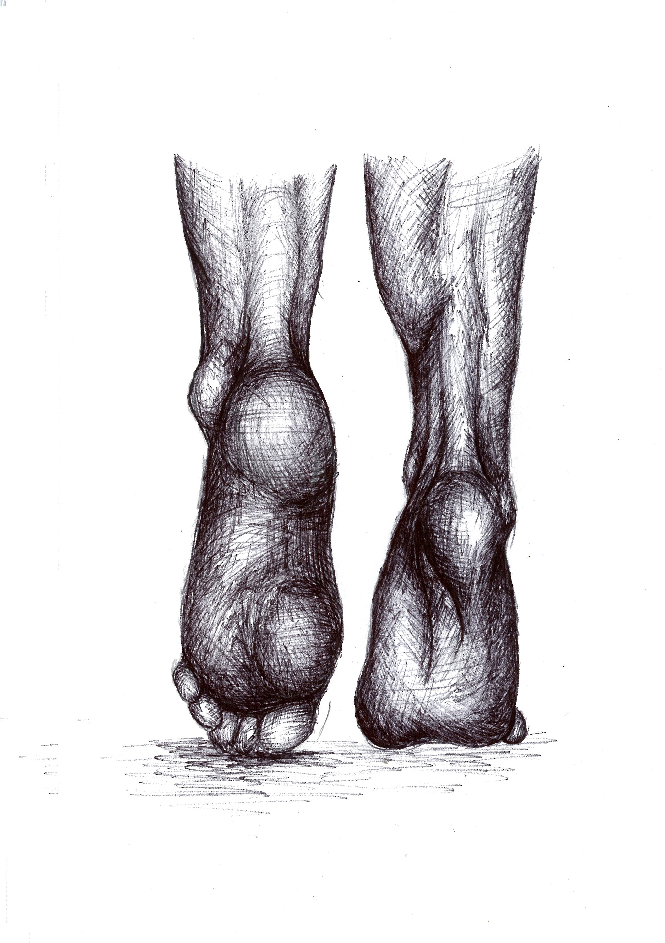 Biro Drawing Print Feet Print Detailed Drawing Walking Etsy UK
