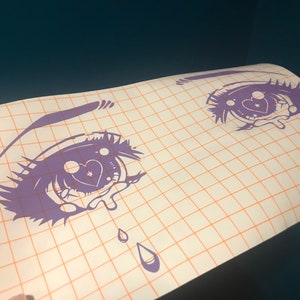 Large Romantic crying anime eyes decal for car or laptop