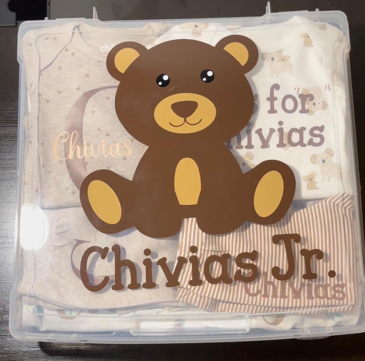 Baby Boy Brown Bear Personalized Baby Box Etsy