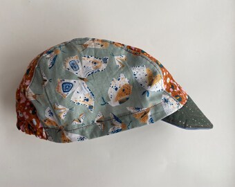 Cycle Cap, Bike Hat, Bike Cap, Kids Cap, Toddler Cap, 90s Cycle Cap, Flipped Brim, moth hat