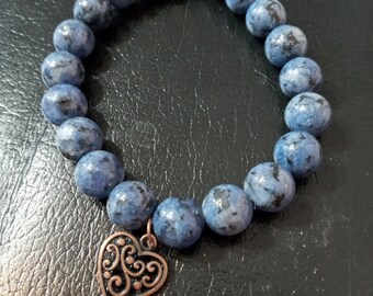 blue stone and heart bracelet