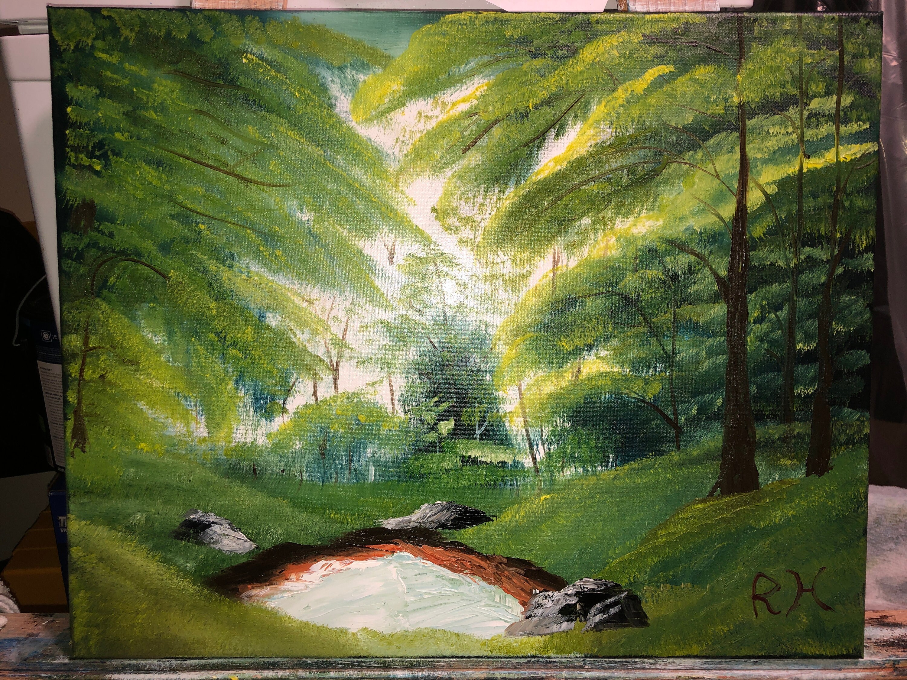 Original Oil Painting 16x20 canvas Pond in the Forest Etsy