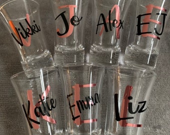 Personalised shot glasses, birthdays, hen party, stag do, Wedding Favours