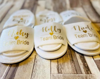 Personalised Bridal Spa Slippers One Size Fits All Adults Wedding Bridal Party hen party spa party Birthday Bride Squad slippers cute