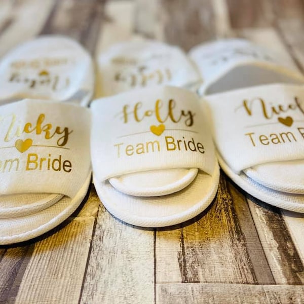 Personalised Bridal Spa Slippers One Size Fits All Adults Wedding Bridal Party hen party spa party Birthday Bride Squad slippers cute