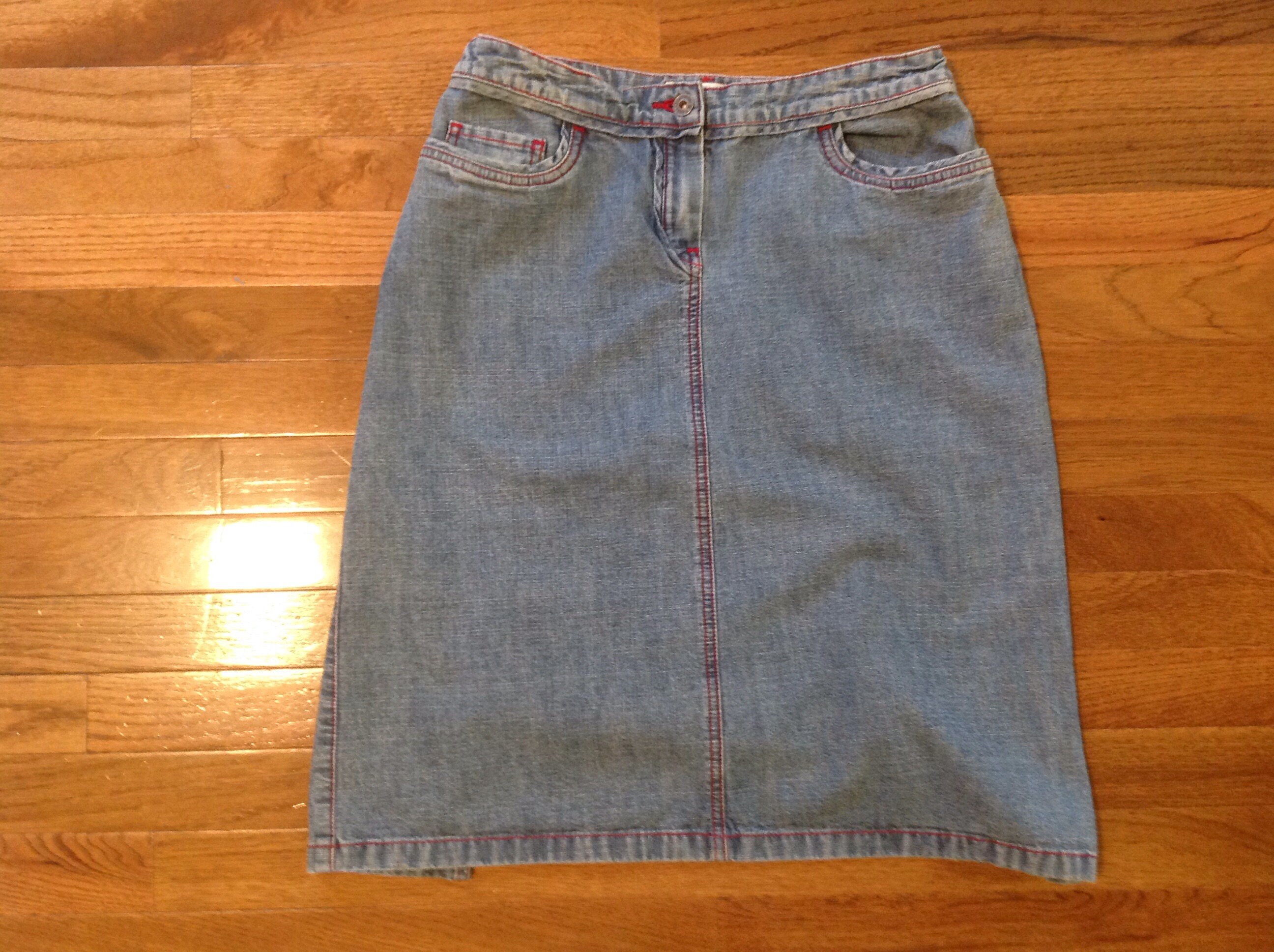 Knee Length Size 6 Denim Skirt Etsy