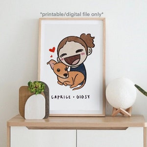 Custom Pet + Family Portrait // Cute Hand Drawn Cartoon Pet Portrait // Personalized Cat Art // Personalized Dog Illustration